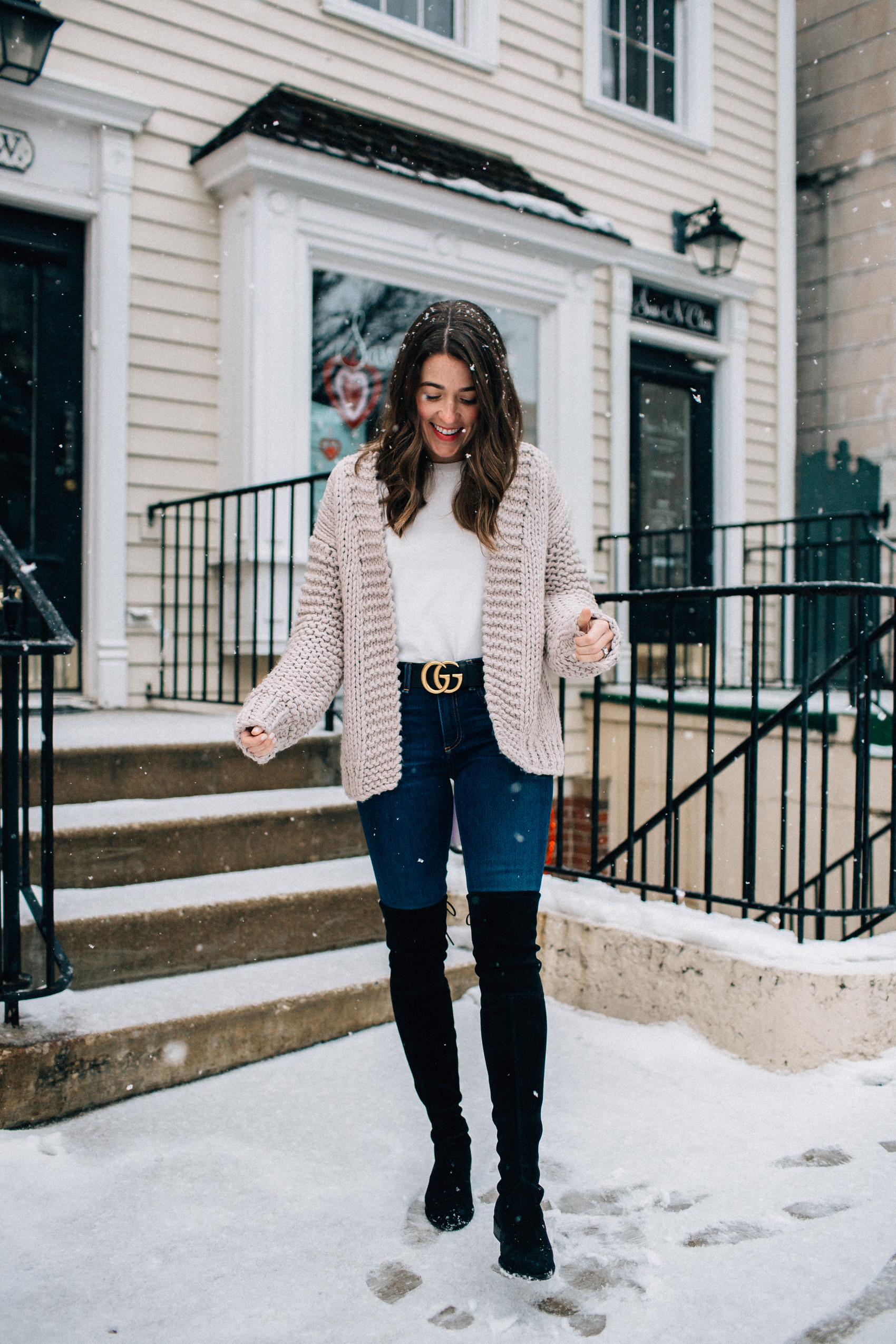 valentine's day outfit gucci belt stuart weitzman over the knee boots
