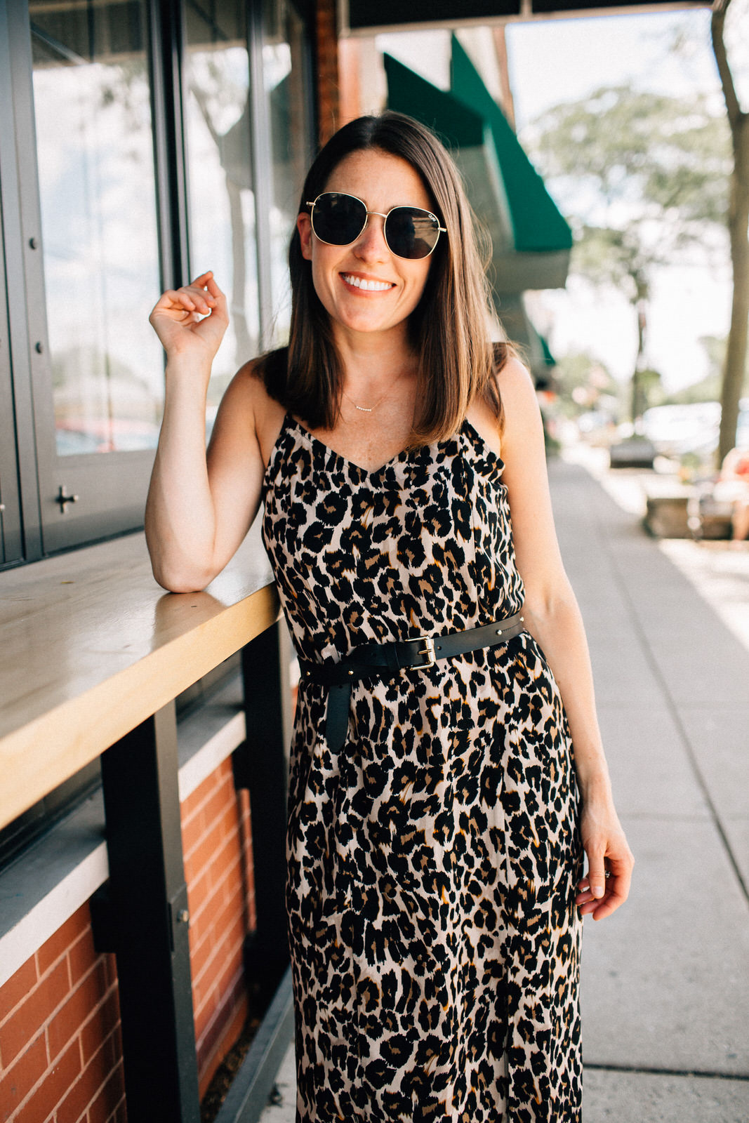 nordstrom anniversary sale outfit leopard dress with black belt