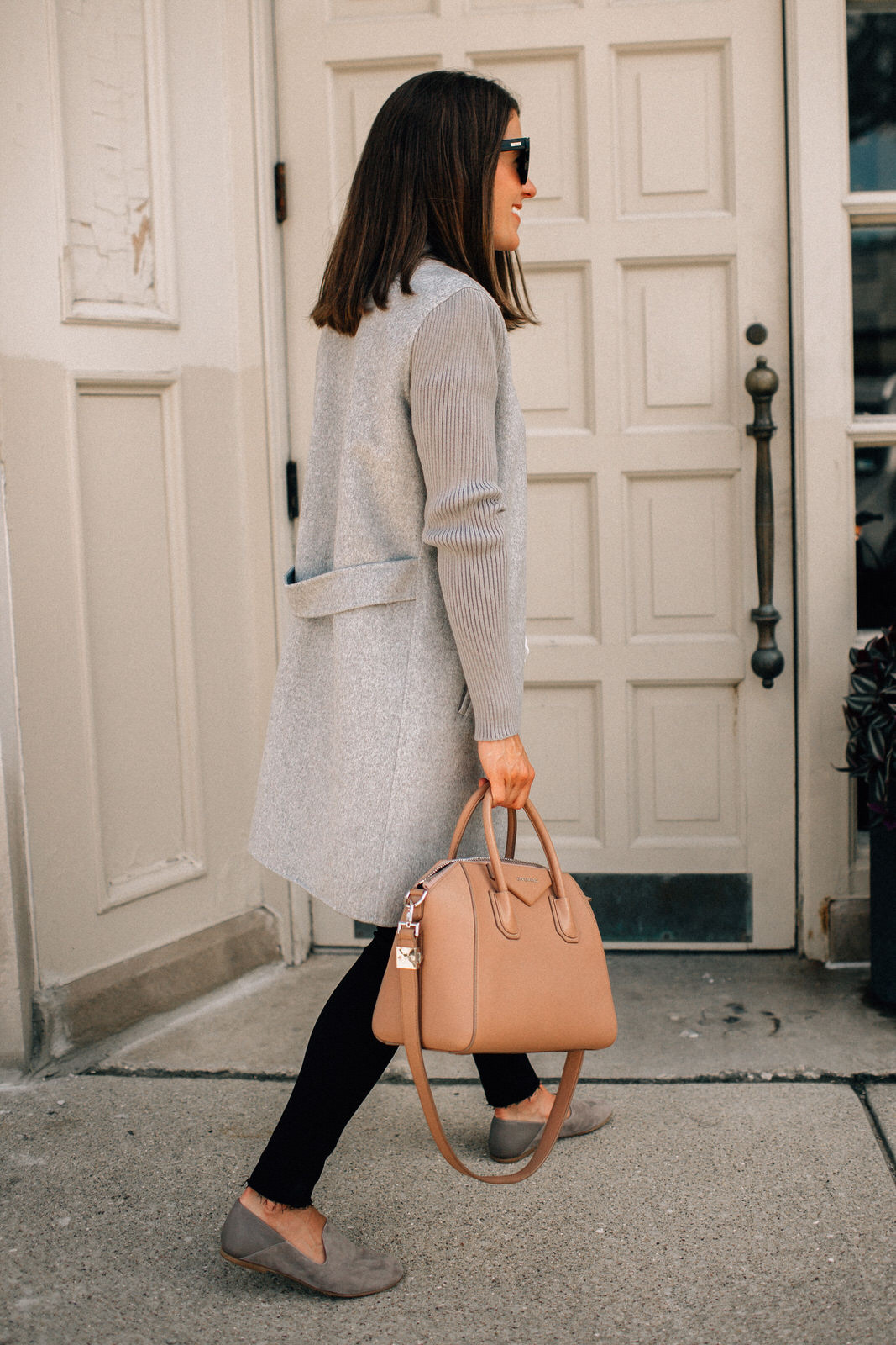 nordstrom anniversary sale outfit grey kenneth cole coat rag & bone jeans givenchy handbag