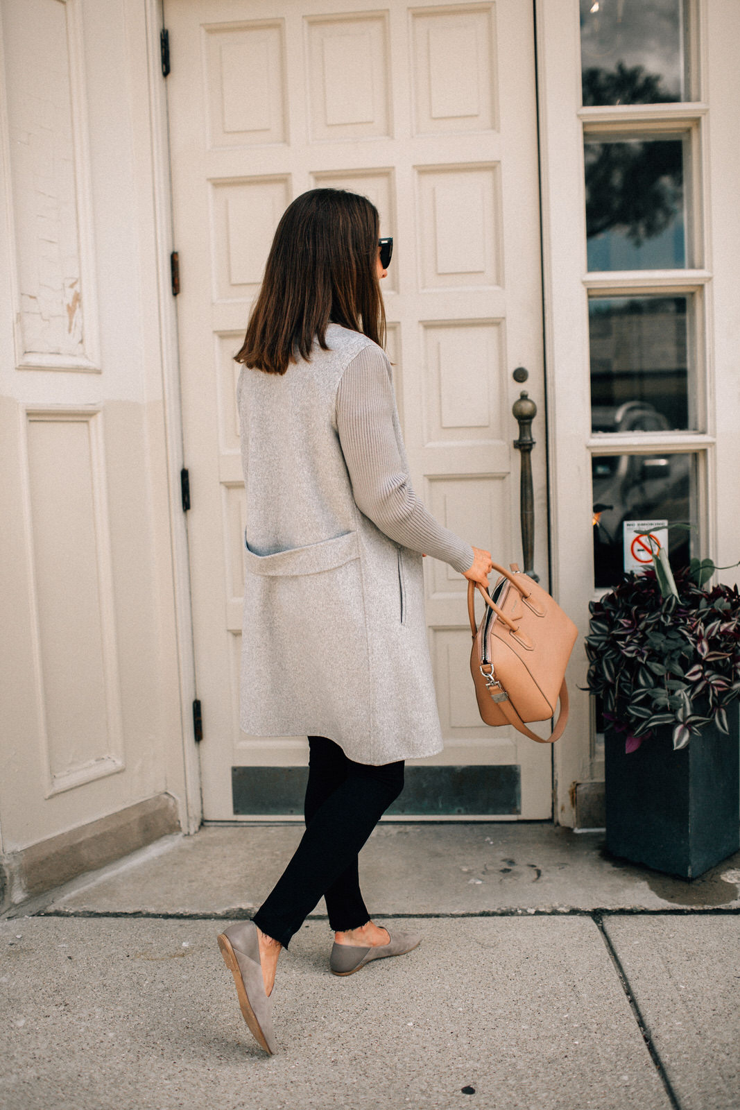 nordstrom anniversary sale outfit grey kenneth cole coat rag & bone jeans givenchy handbag