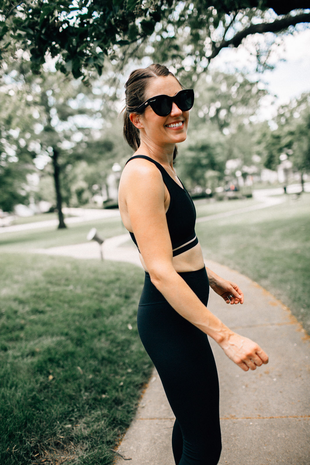 nordstrom anniversary sale fitness outfit black nike sports bra and lux running leggings
