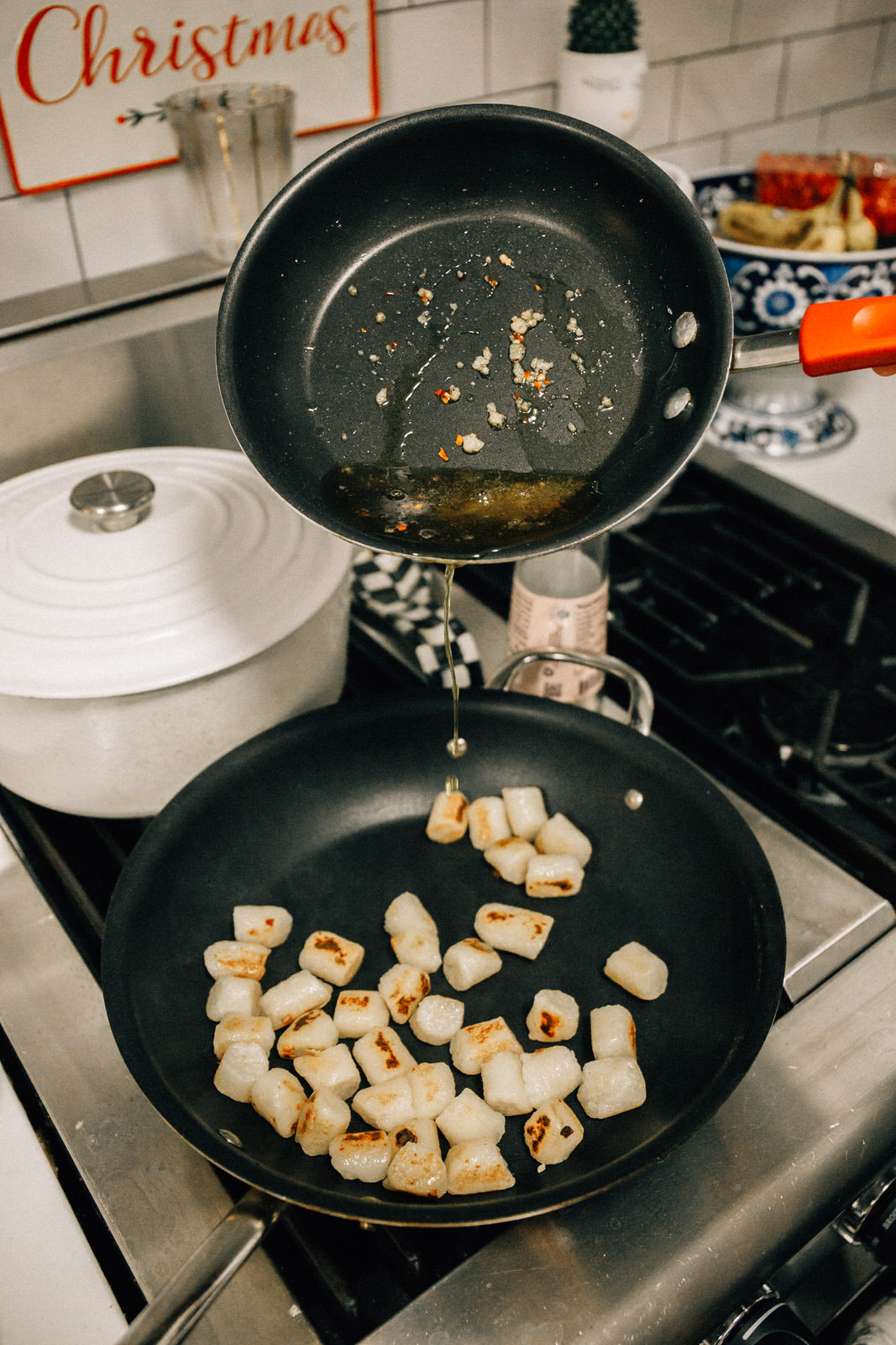 trader joe's cauliflower gnocchi recipe red pepper flakes garlic roasted