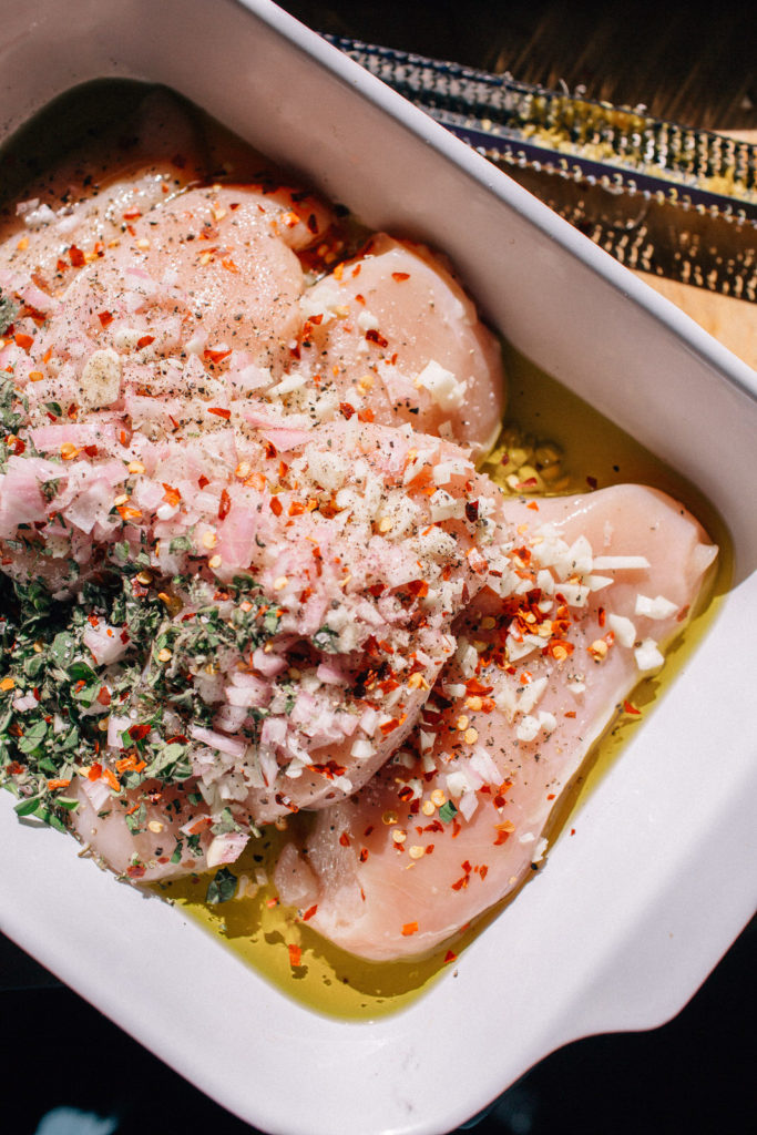 Grilled Greek Chicken with Lemon Feta and Orzo Summer Salad