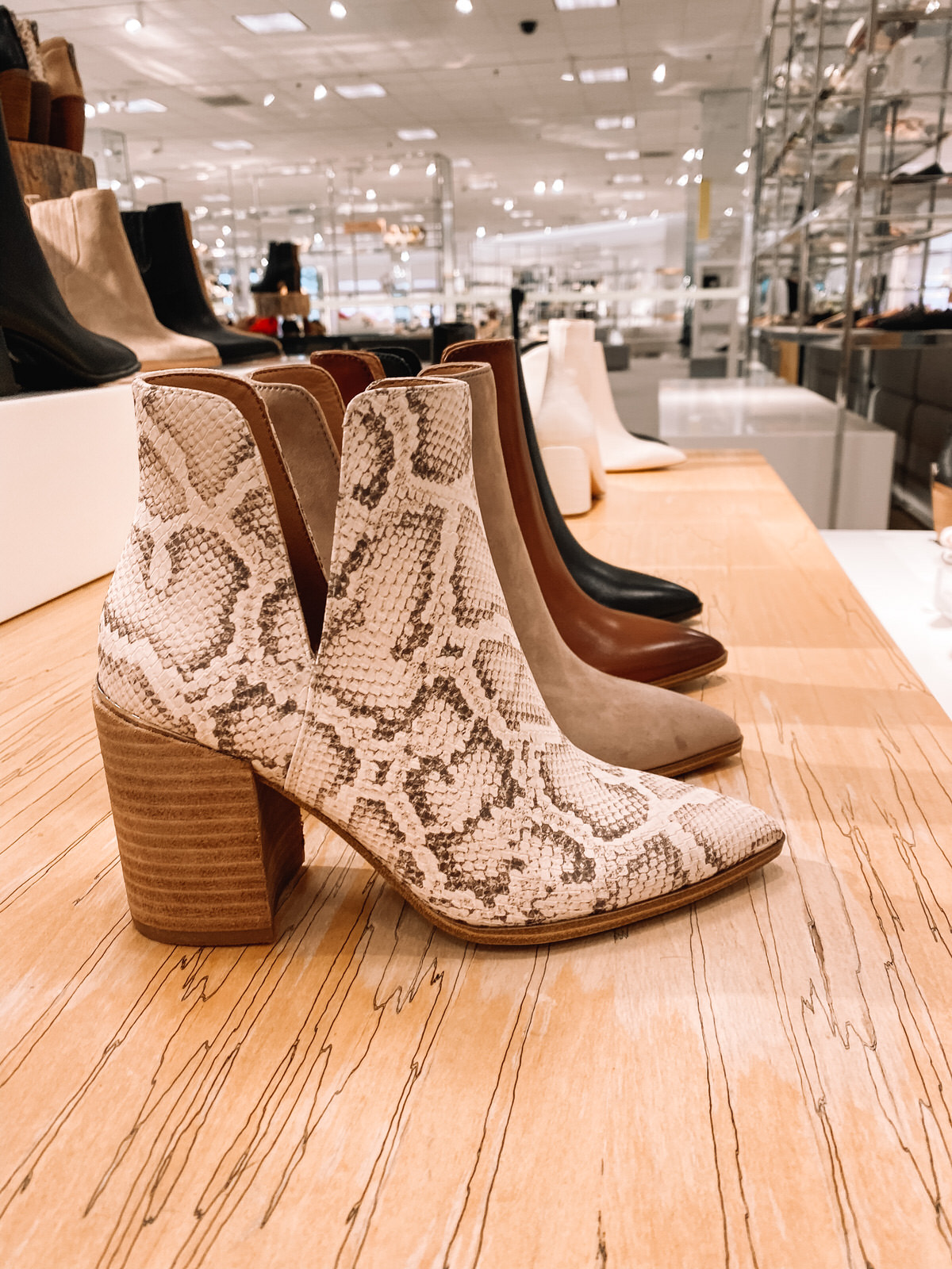 nordstrom anniversary sale snakeskin python print heeled split shaft booties