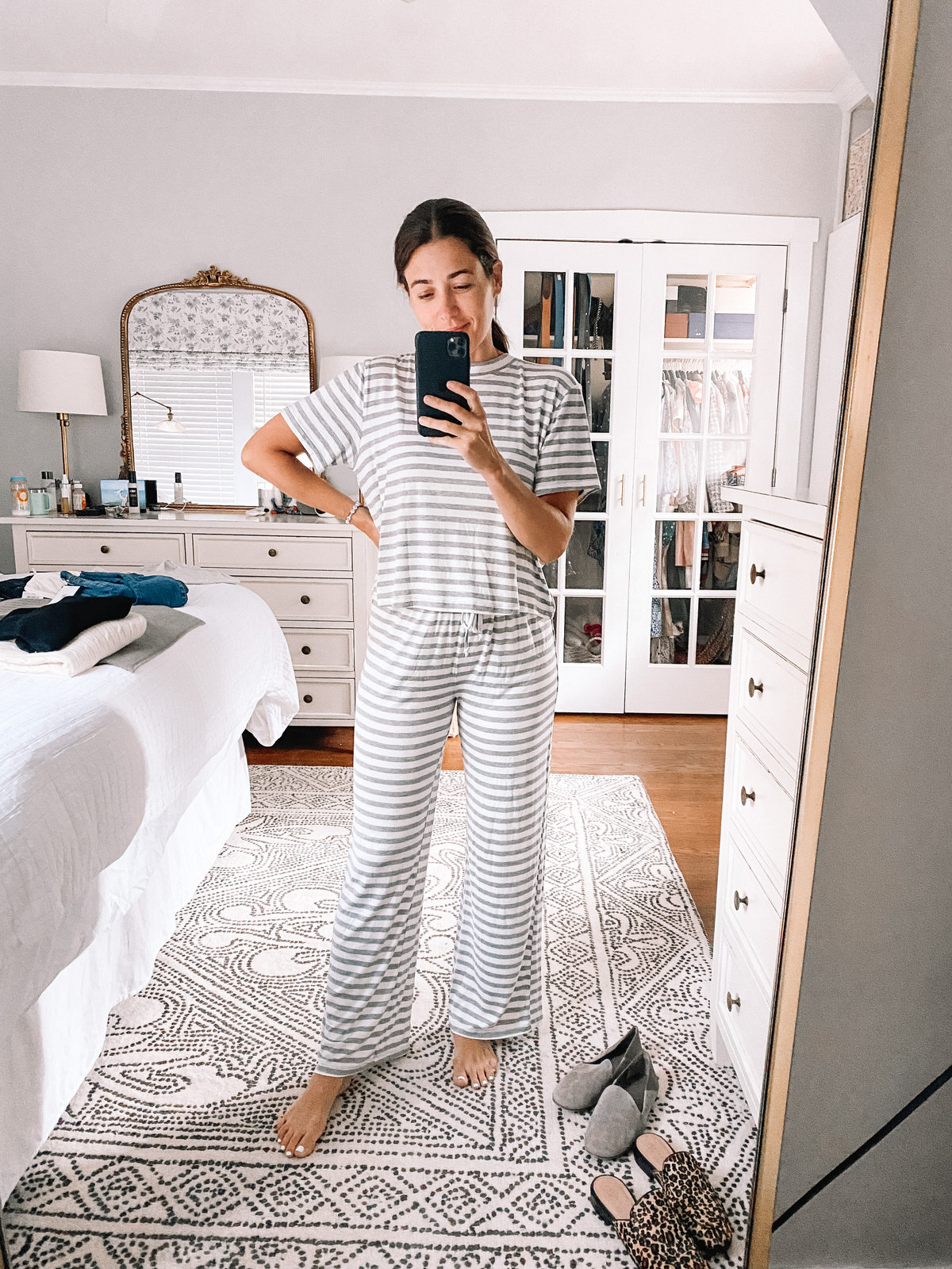 nordstrom anniversary sale honeydew intimates all american pajamas striped short sleeve pajama top and matching pajama pants set