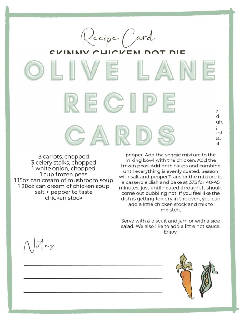 New Olive Lane Monthly Recipe Cards