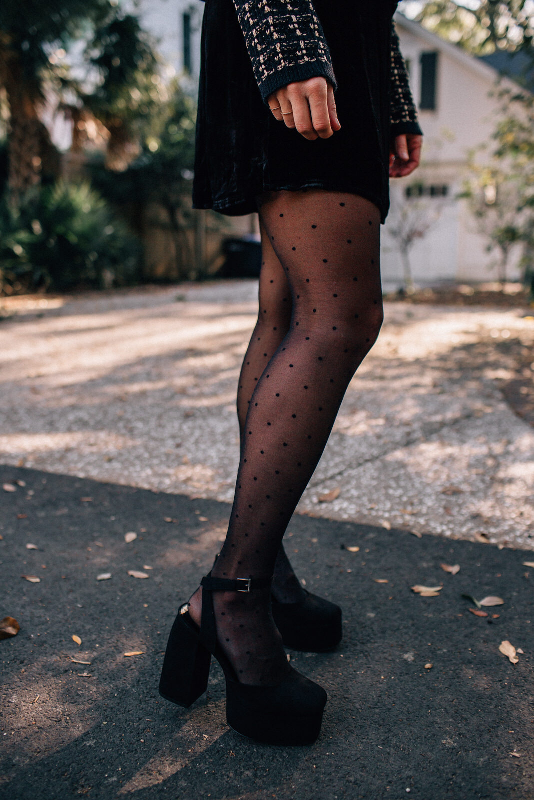 Falke Polka Dot tights and Nordstrom BP Platforms