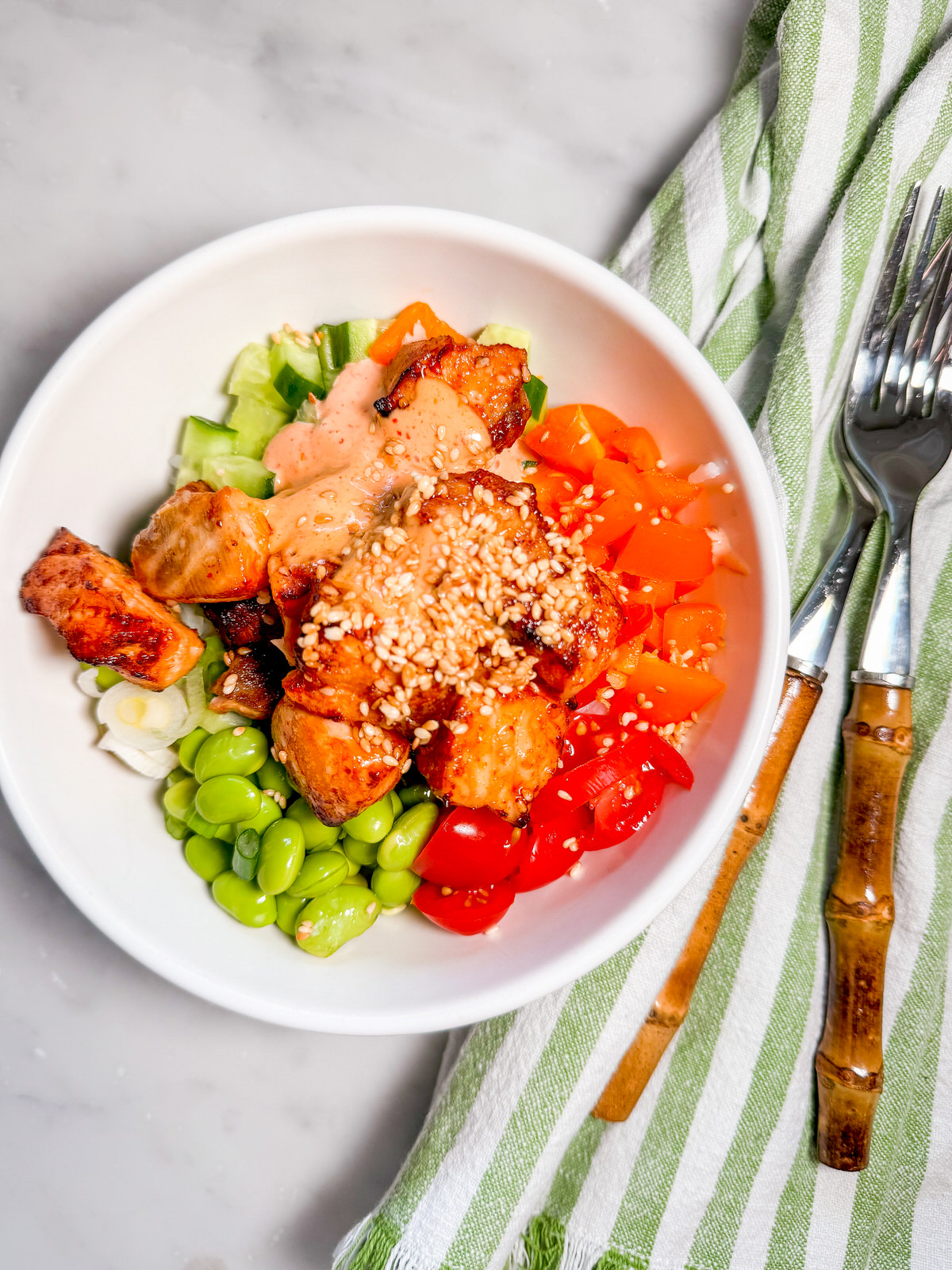 air fryer salmon bowls
