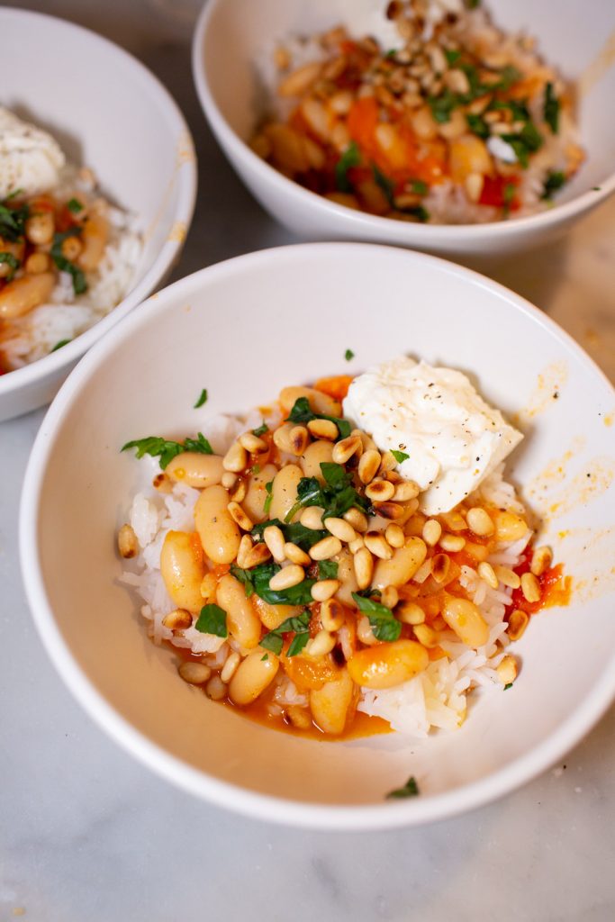 Simmered Tomatoes and Cannellini Beans Recipe