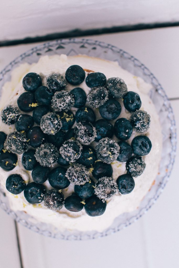Angel Food Cake with Blueberries and Lemon Cream