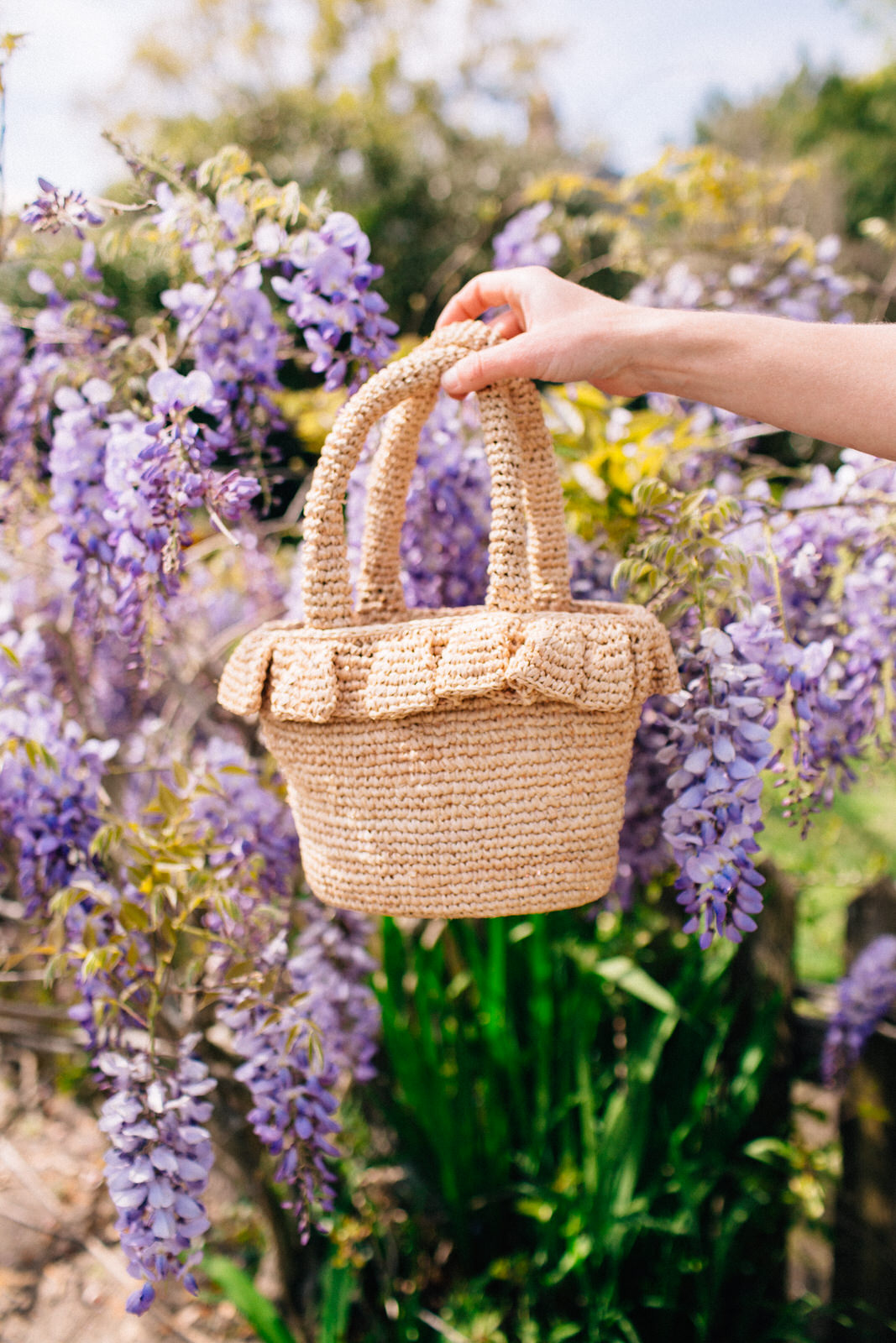 j.crew raffia ruffle bag