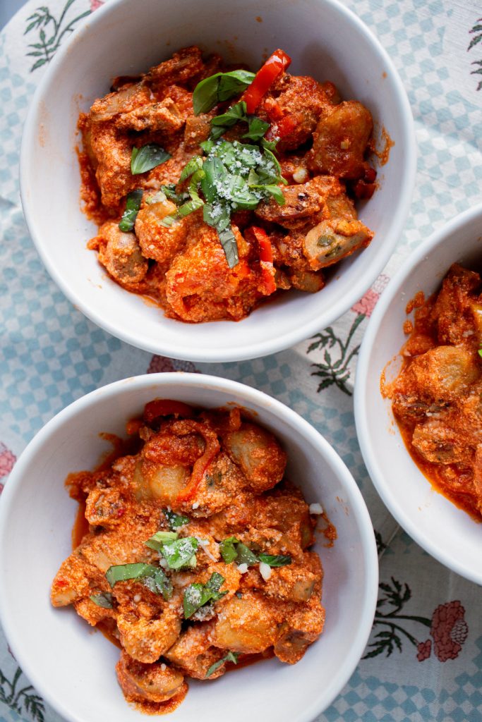 Gnocchi with Chicken Sausage, Peppers and Protein Packed Tomato Sauce