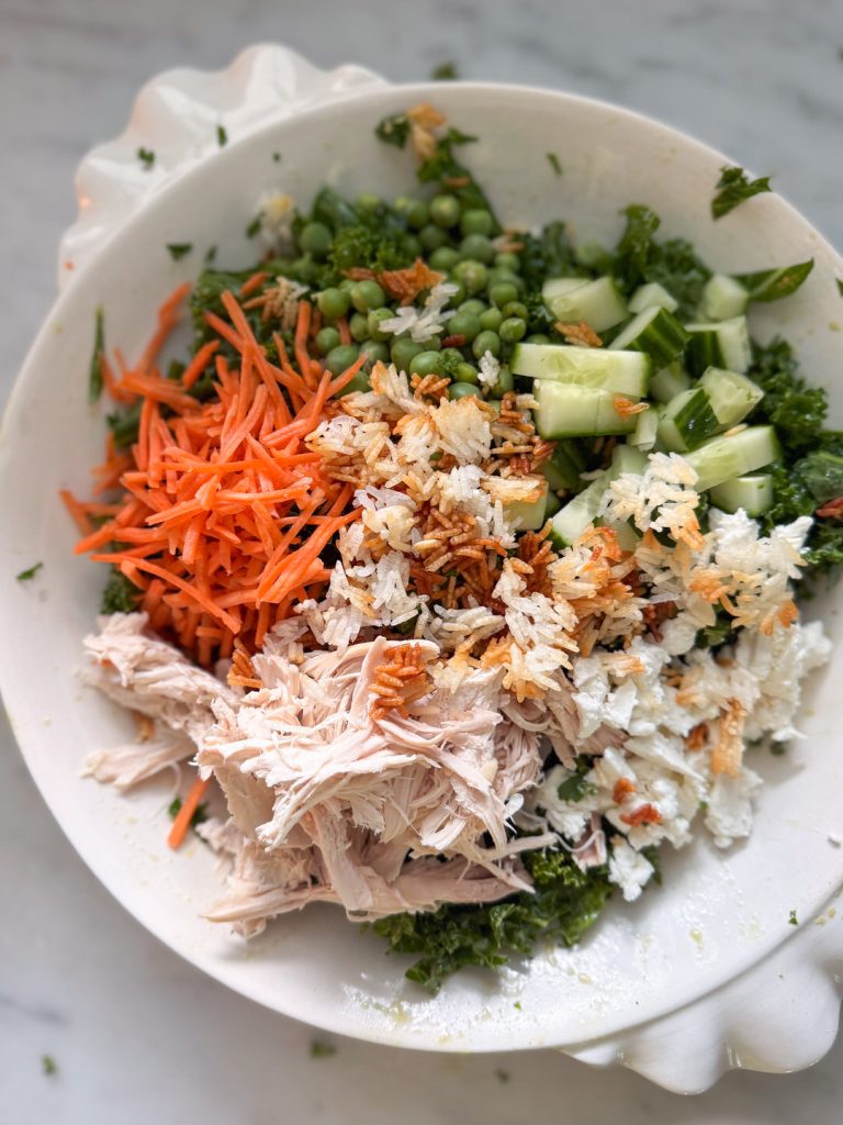 Chicken and Crispy Rice Kale Salad